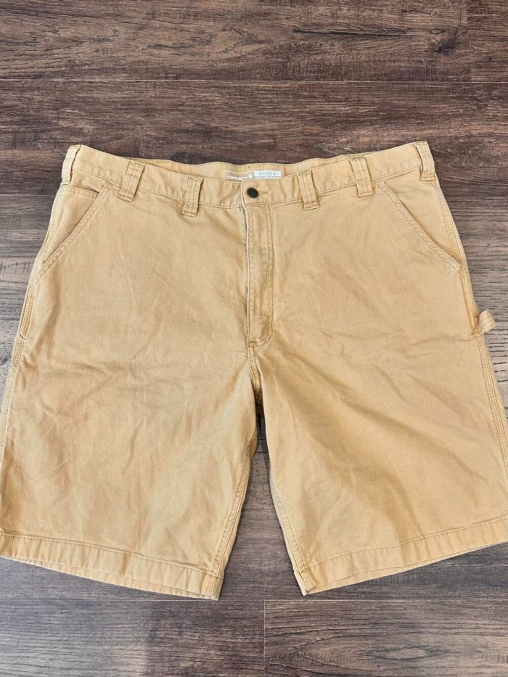 Vintage Carhartt Relaxed Fit Tan Utility Cargo Jorts Shorts Sz 44 B25 Workwear